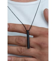 Silindir Çubuk Bar Erkek Kolye Paslanmaz 65cm Zincirli eck31 (Siyah)