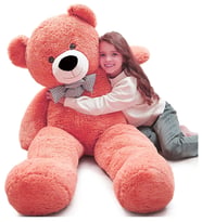 SOLE 120 -130  cm Peluş Ayı - BÜYÜK Papyonlu Sevimli Pelüş Ayıcık, Sevgiliye Özel Hediye (Nar Çiçeği)