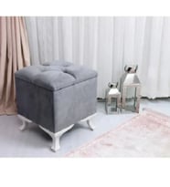 Lüks Sandıklı Kapitoneli Puf 45*45 Cm (Gri)