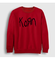 Presmono Unisex Beyaz Logo Korn Sweatshirt 92478tt (Kırmızı)