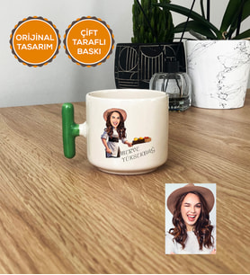 Kişiye Özel Karikatürlü Aşçı Kadın T Kupa Bardak Beyaz Aşçı Hediyeleri Aşçılara Hediyeler (Yeşil)
