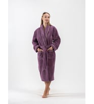 Microcotton Şalyaka Bornoz Penye Pamuk Soft Yumuşak Banyo Bornozu (Mor)