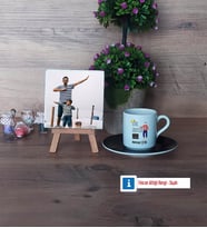 Babalar Günü Hediyesi Fotoğraflı Dekoratif Taş, Ahşap Altlıklı Türk Kahvesi Fincanı Hediye Babaya Doğum Günü Hediyesi (Model 7)