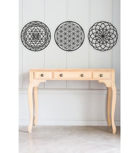 UNT Kahverengi3'lü Kutsal Geometri, Sri Yantra ve Torus Ahşap Dekoratif Tablo (Siyah)