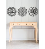 UNT Kahverengi3'lü Kutsal Geometri, Sri Yantra ve Torus Ahşap Dekoratif Tablo (Siyah)