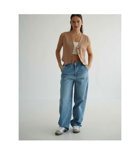 2410-Ptnc Kadın Likrasız Skater Patenci Jeans Kot Denim Pantolon (Açık Mavi)