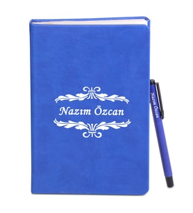 Kişiye Özel Defter Kalem Hediye Seti (Mavi)