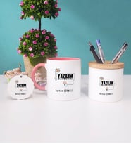 Yazılım Mühendisi Kupa Bardak Kırmızı Kalemlik ve Anahtarlık (Model 4)