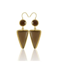 Kadir Jewellery 22 Ayar Altın Kaplama Kadın Sallantılı Küpe -El İşçiliği Ve Hipoalerjenik Küpe (Kahverengi)