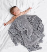 Ponponlu Peluş Bebek/çocuk Battaniyesi (Gri)