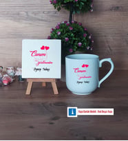 Öğretmene Hediye Dekoratif Taş, Kupa Bardak Kırmızı Hediye Öğretmenler Günü Hediyesi (Model 4)