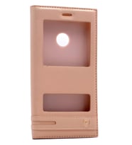 Huawei P9 Lite 2017 Kılıf Pencereli Elite Kapaklı Kılıf (Gold)