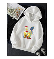 Simpson Yılbaşı Yeni Yıl Kapşonlu Sweatshirt (Beyaz)