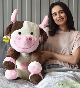 110 cm Sevimli Dostum Oturan İnek (Kahverengi)
