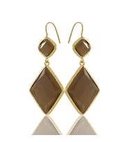 Kadir Jewellery 22 Ayar Altın Kaplama Kadın Sallantılı Küpe -El İşçiliği Ve Hipoalerjenik Küpe (Kahverengi)