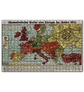 Cakapuzzle Avrupa Haritası Çizimi 1914 Mizahi Puzzle Yapboz MDF (Ahşap) (500 Parça)