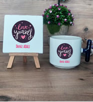 Love Your Self Hediye Seti Kupa Bardak T Kulplu ve Dekoratif Taş Arkadaşa Hediye, Anneye Hediye (Model 2)