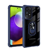 Samsung Galaxy A72 Kılıf Şeffaf Sararmaz Yüzüklü Mola Kapak (Lacivert)