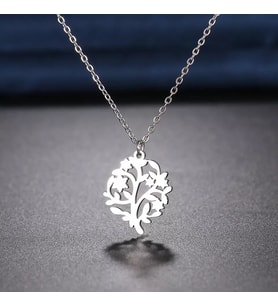 Kişiye Özel 925 Ayar Gümüş Ağaç Kolye (Gümüş)