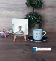 Unicorn Fotoğraflı Dekoratif Taş, Ahşap Altlıklı Türk Kahvesi Fincanı Hediye (Model 7)