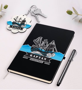 BK Gift Kişiye Özel Kaptan Beyaz Defter Kalem Ve Anahtarlık Hediye Seti-8 (Model 2)