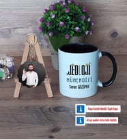 Jeoloji Mühendisi Kupa Bardak Beyaz ve Fotoğraflı Ahşap Anahtarlık Hediye (Model 11)