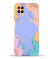 PrintiFy Samsung Galaxy M12 Uyumlu Lansman Kılıf Karışık Renkler Tasarımlı İçi Kadife Kapak (Lila)