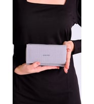 Just Polo Kadın Çıtçıt ve Fermuarlı Gofraj Baskılı Cüzdan PBU1003 (Gri)
