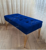 Modern Dilim Puf Ayakucu Puf Gold Metal Ayak (100*45) (Lacivert)