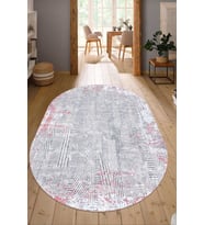 Dijital Baskılı Kaymaz Taban Yıkanabilir Oval Salon Halısı Mutfak Halısı Yolluk NDO-HT-112 (Çok Renkli)