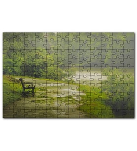 Cakapuzzle Yağmurda Yemyeşil Orman ve Boş Bank Puzzle Yapboz MDF (Ahşap) (500 Parça)