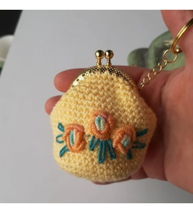 Klipsli Mini Cüzdan Anahtarlık (Sarı)