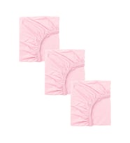 3 Adet 50 x 90 x 10 cm Anne Yanı Lastikli Penye Kumaş Bebek Çarşafı (Pembe)