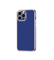 Apple iPhone 12 Pro Max Kılıf Kenarları Gold Kamera Korumalı Renkli Pastel Silikon Siyah BARK (Lacivert)