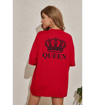 Unisex Quenn Baskılı T-shirt (Kırmızı)