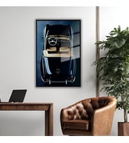Metal Çerçeveli Temperli Cam Tablo Arka Açı Mercedes S 190 Sl (Siyah)