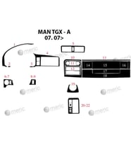 Meriç® Man TGX-TGS Ön Torpido Kaplama Maun 22 Parça 2007-› (Piano Black)