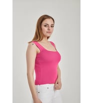 Modatalika Kadın Kare Yaka Crop Triko Bluz