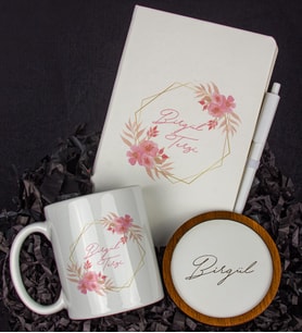 Kişiye Özel Defter Kalem Kupa Ve Bardak Altlığı Hediye Seti 103822 (Model 3)