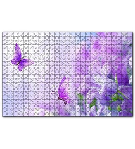 Cakapuzzle Lavantalar ve Mor Kelebekler  Puzzle Yapboz MDF (Ahşap) (500 Parça)
