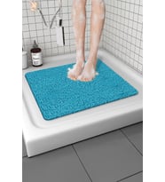 Kare Banyo Paspası Kaymaz Yumuşak Esnek  Paspas Islak Zemin Hijyenik Paspas (50x50 cm) (Mavi)