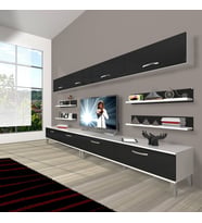 Decoraktiv Eko 360Y Slm Krom Ayaklı Tv Ünitesi Tv Sehpası (Siyah - Beyaz)