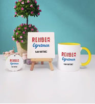 Rehber Öğretmeni Kupa Bardak Lacivert Dekoratif Taş Baskı Anahtarlık (Model 4)