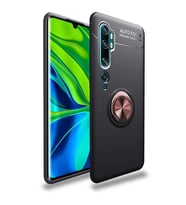 Xiaomi Mi Note 10 Kılıf Yüzüklü Magnetli Ravel Case (Siyah-Rose Gold)