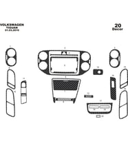 Meriç® Volkswagen Tiguan Ön Torpido Kaplama Maun 20 Parça 2011-2015 (Karbon)