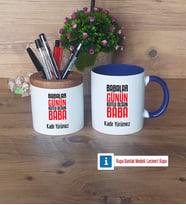 Babalar Günü Hediyesi Kalemlik, Kupa Bardak T Kişiye Özel Hediye Babaya Hediye (Model 6)