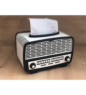 Ahşap Nostaji Radyo Peçetelik (Beyaz)