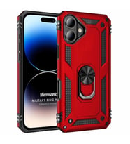 Microsonic Apple iPhone 16 Kılıf Military Ring Holder Siyah (Kırmızı)