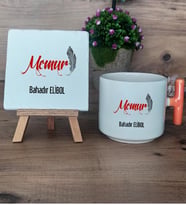 Memur Hediye Seti Kupa Bardak T Kulplu ve Dekoratif Taş Memura Hediye (Model 7)