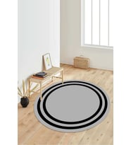 Dijital Baskılı Kaymaz Taban Yıkanabilir Yuvarlak Salon Halısı Koridor Halısı Paspas NDY-HT-534 (Gri)